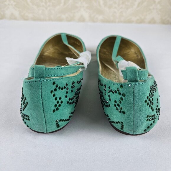 Nature Breeze Size 8 Green T-Strap Ballet Flats Crystal Embellishments NWOT - Picture 5 of 13